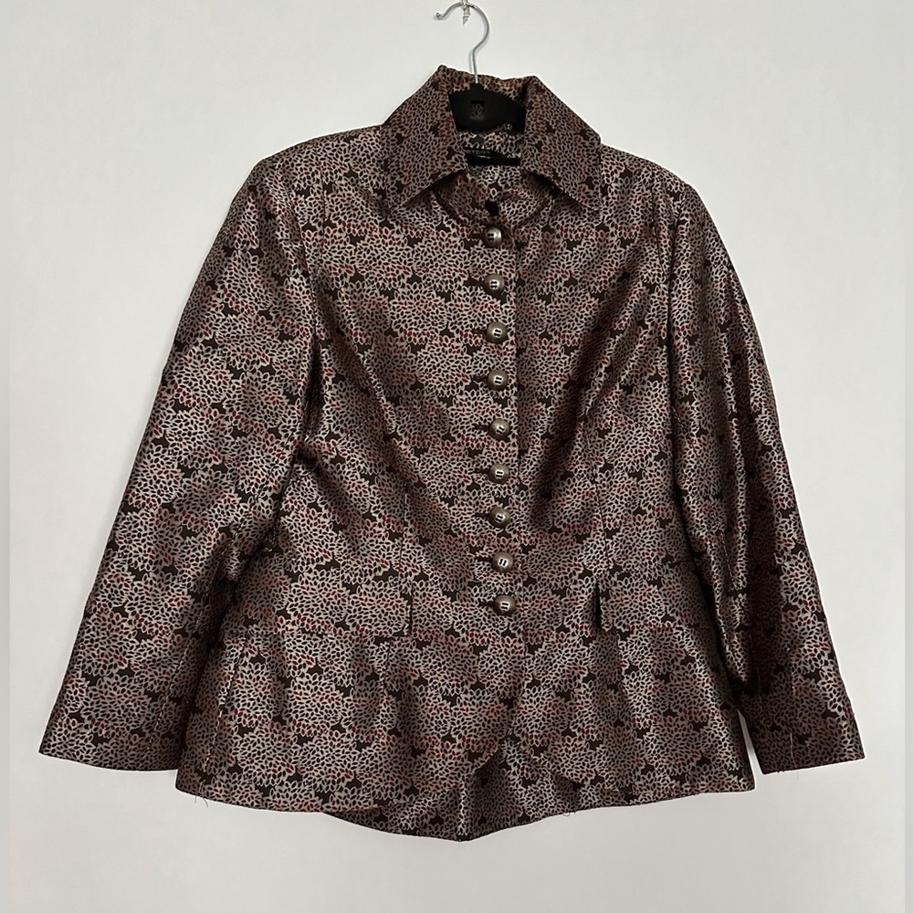 ETCETERA Metallic Printed Button Front Blazer Jacket Size 12 - Picture 3 of 9